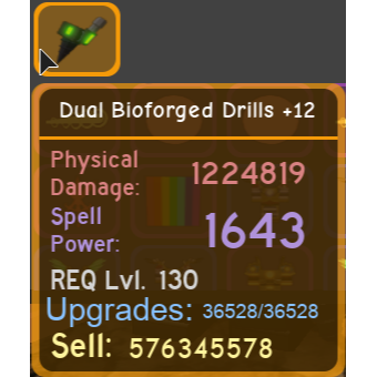 Gear Dual Bioforged Drills In Game Items Gameflip - dungeon quest legendary weapons roblox