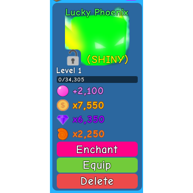 Pet 1x Shiny Lucky Phoenix In Game Items Gameflip - details about shiny lucky phoenix legendary bubble gum simulator roblox bgs