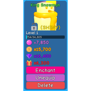 Pet Shiny King Snowman Bgs In Game Items Gameflip