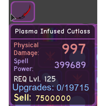 Gear Plasma Infused Cutlass In Game Items Gameflip - roblox dungeon quest buying plasma