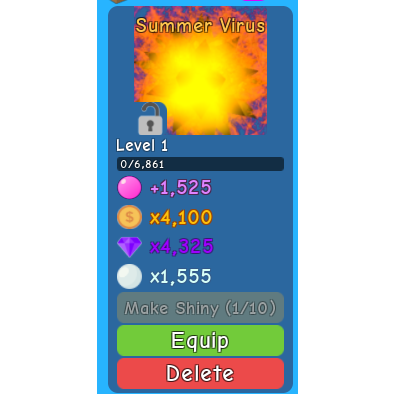 Pet 1x Summer Virus Bgs In Game Items Gameflip - 