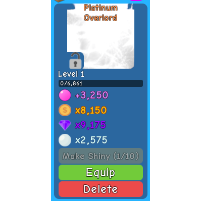 Pet 1x Platinum Overlord In Game Items Gameflip - roblox bubble gum simulator overlord
