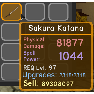 Other 1x Sakura Katana Max 81k In Game Items Gameflip - roblox dungeon quest samurai legendary