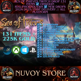 Sea of Thieves twitch drop 131 ITEMS ☑️ Obsidian Rug/Phoenix/EWR ☑️ New Drops 2024-2025// Fast Delivery // all platform