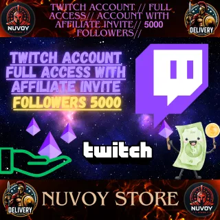 TWITCH ACCOUNT // FULL ACCESS// ACCOUNT WITH AFFILIATE INVITE// 5000 FOLLOWERS//