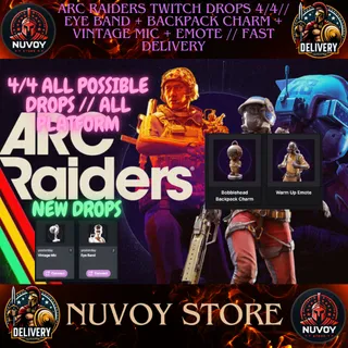 ARC Raiders Twitch Drops 4/4// EYE BAND + BACKPACK CHARM + VINTAGE MIC + EMOTE // Fast delivery