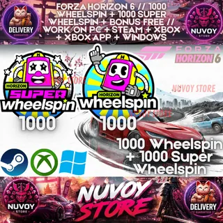 FORZA HORIZON 6 // 1000 Wheelspin + 1000 Super Wheelspin + Bonus //  Work on PC + steam + Xbox + Xbox App + Windows