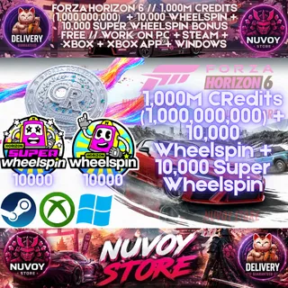FORZA HORIZON 6 // 1000M CRedits (1,000,000,000) + 10000 Wheelspin + 10000 Super Wheelspin + Bonus // Steam + PC + Xbox 