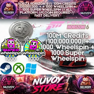 FORZA HORIZON 6 // 100M CRedits (100,000,000) + + 1000 Wheelspin + 1000 Super Wheelspin // ALL PLATFORM // Login Required 