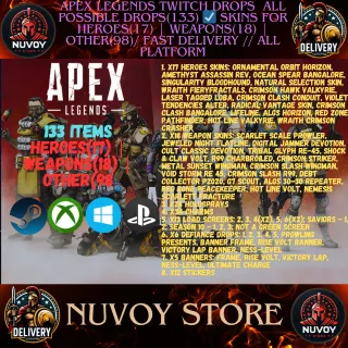 Apex Legends Twitch DROPS  ALL DROPS(133) ☑️ SKINS FOR HEROES(17) | WEAPONS(18) | OTHER(98)/ Fast Delivery // all platform
