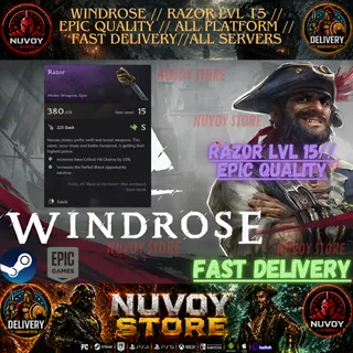 WINDROSE // RAZOR lvl 15 // EPIC QUALITY // All Platform // FAST DELIVERY// All servers