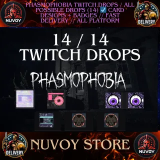 PHASMOPHOBIA TWITCH DROPS / ALL POSSIBLE DROPS (14) ☑️ CARD DESIGNS + BADGES // Fast Delivery // ALL PLATFORM