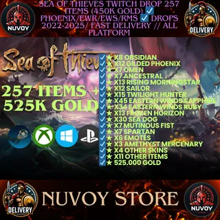 Sea of Thieves twitch drop 257 ITEMS (450k Gold) ☑️ Phoenix/EWR/EWS/RMS ☑️ Drops 2022-2025 / Fast Delivery // all platform