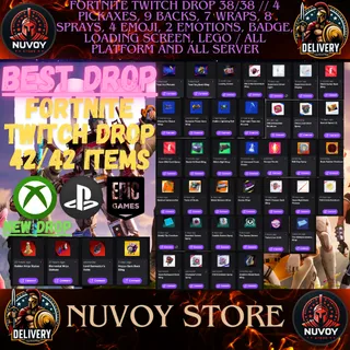FORTNITE TWITCH DROP 42/42 // 4 PICKAXES, 9 BACKS, 7 WRAPS, 8 SPRAYS, 4 EMOJI, 2 EMOTIONS, BADGE and more // All Platform