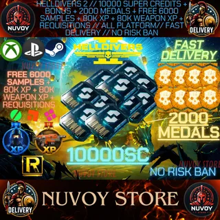 HELLDIVERS 2 // 10000 SC + BONUS + 2000 MEDALS + FREE 6000 SAMPLES + 80K XP AND XP WEAPON // ALL PLATFORM // FAST DELIVERY