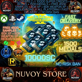 HELLDIVERS 2 // 10000 SC + BONUS + 1500 MEDALS + FREE 4500 SAMPLES + 60K XP AND XP WEAPON // ALL PLATFORM // FAST DELIVERY