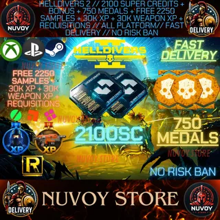 HELLDIVERS 2 // 2100 SC + BONUS + 750 MEDALS + FREE 2250 SAMPLES + 30K XP AND XP WEAPON // ALL PLATFORM // FAST DELIVERY