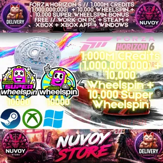 FORZA HORIZON 6 // 1,000M CRedits (1,000,000,000)  + 10,000 Wheelspin + 10,000 Super Wheelspin + Bonus Free // Steam + Xbox 