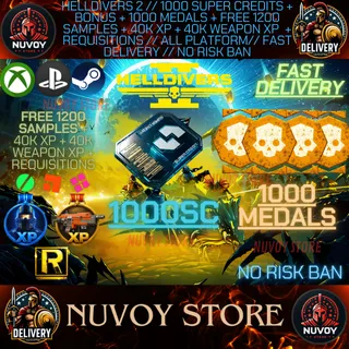 HELLDIVERS 2 // 1000 Super Credits + Bonus + 1000 Medals + Free 1200 Samples + 40k xp + 40k weapon XP  + Requis // ALL PLATFORM