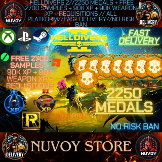 HELLDIVERS 2//2250 Medals + Free 2700 Samples + 90k XP + 90k Weapon XP + Requisitions // ALL PLATFORM