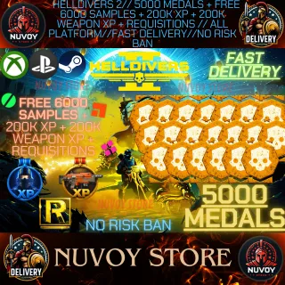 HELLDIVERS 2// 5000 Medals + Free 6000 Samples + 200k XP + 200k Weapon XP + Requisitions // ALL PLATFORM