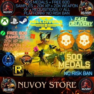 HELLDIVERS 2 // 500 Medals + Free 600 Samples + 20k XP + 20k Weapon XP + Requisitions // ALL PLATFORM