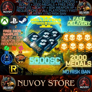 HELLDIVERS 2 // 5000 Super Credits + Bonus + 2000 Medals + Free 2400 Samples + 80k xp + 80k weapon XP + Requis // ALL PLATFORM