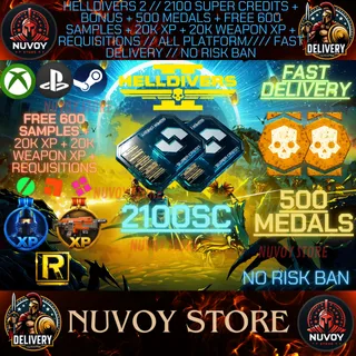 HELLDIVERS 2 // 2100 Super Credits + Bonus + 500 Medals + Free 600 Samples + 20k xp + 20k weapon XP + Requis // ALL PLATFORM