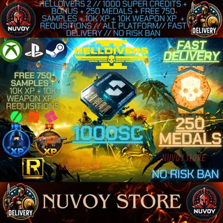 HELLDIVERS 2 // 1000SC + BONUS + 250 MEDALS + FREE 750 SAMPLES + 10K XP AND XP WEAPON // ALL PLATFORM // FAST DELIVERY