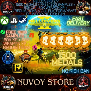 HELLDIVERS 2// 1500 Medals + Free 1800 Samples + 60k XP + 60k Weapon XP + Requisitions // ALL PLATFORM