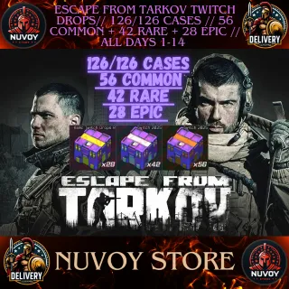 Escape from Tarkov Twitch Drops// 126/126 CASES // 56 Common + 42 RARE + 28 Epic // ALL DAYS 1-14 