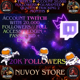⚡️TWITCH ACCOUNT TO START⚡️ ACCOUNT 20,000 FOLLOWERS⚡️ GUARANTEE⚡️ QUALITY⚡️ TRACKING 2 MONTHS⚡️