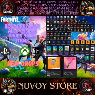 FORTNITE TWITCH DROPS  95/95 // old and new drops // 5 PICKAXES,13 BACKS,10 WRAPS,20 SPRAYS,32 EMOJI and more // All Platfor