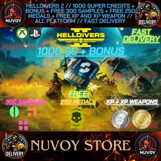 HELLDIVERS 2 // 1000 SUPER CREDITS + FREE = 300 SAMPLES + 250 MEDALS + XP AND XP WEAPON // No Risk Ban