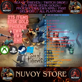Sea of thieves// twitch drop// 275 ITEMS (825k Gold)// Phoenix/EWR/EWS/RMS// Fast Delivery // all platform