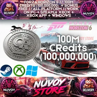FORZA HORIZON 6 // 100M CRedits (100,000,000) + Bonus Free // ALL PLATFORM //Work on PC + steam + Xbox + Xbox App + Windows