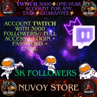 ⚡️TWITCH ACCOUNT TO START⚡️ 3,000 FOLLOWERS⚡️ ONE-YEAR ACCOUNT FOR ANY TASK ⚡️ GUARANTEE⚡️