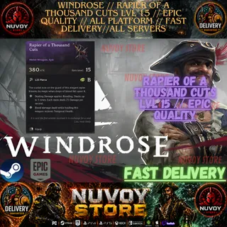 WINDROSE // RAPIER OF A THOUSAND CUTS LVL 15 // EPIC QUALITY// All Platform // FAST DELIVERY// All servers