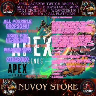 Apex Legends Twitch Drops // ALL POSSIBLE DROPS(148)// SKINS FOR HEROES(18) | WEAPONS(19)| OTHER(110) // all platform