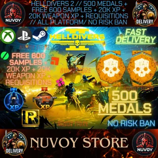  HELLDIVERS 2 // 500 Medals + Free 600 Samples + 20k XP + 20k Weapon XP + Requisitions // ALL PLATFORM