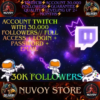 ⚡️TWITCH ACCOUNT TO START⚡️ ACCOUNT 30,000 FOLLOWERS⚡️ GUARANTEE⚡️ QUALITY⚡️ LEVELING UP 2+ MONTHS⚡️