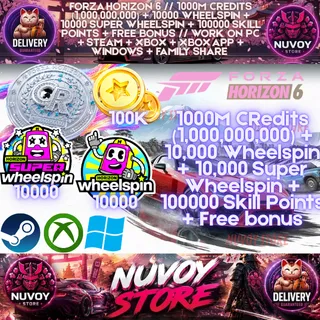  FORZA HORIZON 6 // 1000M CRedits (1,000,000,000) + 10000 Wheelspin + 10000 Super Wheelspin + 100000 Skill Points + Free bonus