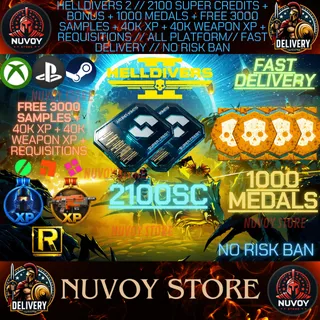 HELLDIVERS 2 // 2100 SC + BONUS + 1000 MEDALS + FREE 3000 SAMPLES + 40K XP AND XP WEAPON // ALL PLATFORM // FAST DELIVERY