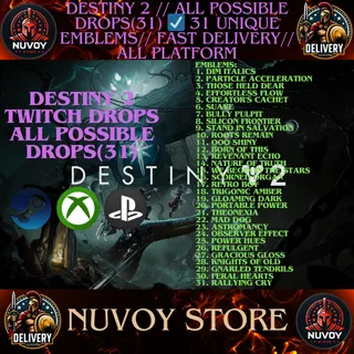 DESTINY 2 // ALL POSSIBLE DROPS(31) ☑️ 31 UNIQUE EMBLEMS// Fast Delivery// All platform
