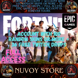FORTNITE ACCOUNT // ACCOUNT WITH 100 RANDOM SKINS OR MORE + 36 FREE TWITCH DROPS // FULL ACCESS // EPIC GAMES //  