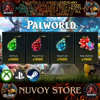 PALWORLD // x4000 fruits // life fruit + power fruits +  stout fruits +  ripe starfruit + gift // All Platform // all server //
