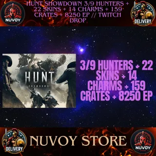 Hunt: Showdown 1896 Twitch Drop ALL PLATFORM // 3/9 HUNTERS + 22 SKINS + 14 CHARMS + 159 CRATES + 8250 EP