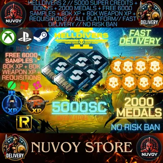 HELLDIVERS 2 // 5000 SC + BONUS + 2000 MEDALS + FREE 6000 SAMPLES + 80K XP AND XP WEAPON // ALL PLATFORM // FAST DELIVERY