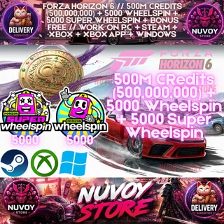 FORZA HORIZON 6 // 500M CRedits (500,000,000) + 5000 Wheelspin + 5000 Super Wheelspin + Bonus // Steam + PC + Xbox + Xbox App