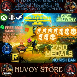 HELLDIVERS 2//2750 Medals + Free 3300 Samples + 110k XP + 110k Weapon XP + Requisitions // ALL PLATFORM
